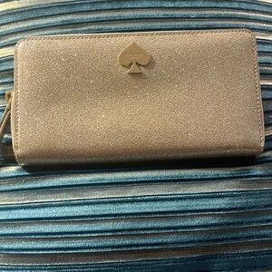 Kate Spade, silver sparkle, patent leather wallet